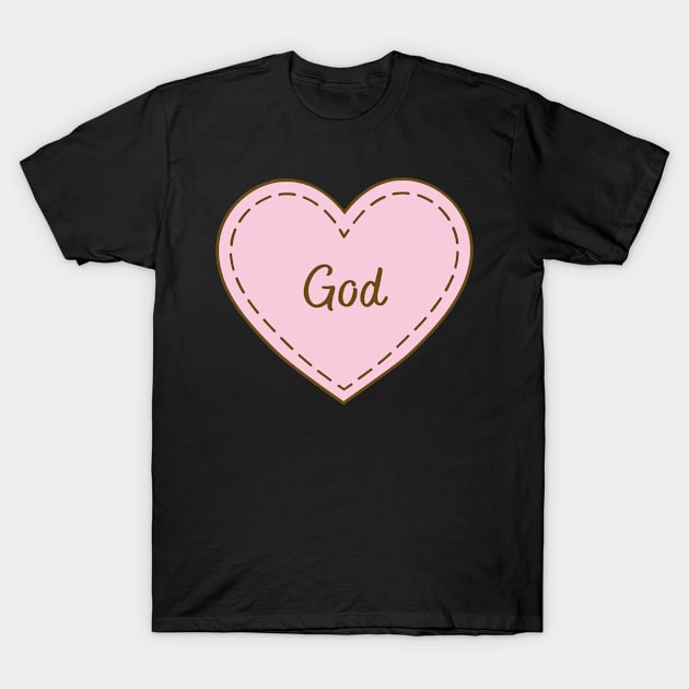 I Love God Simple Heart Design T-Shirt by Word Minimalism